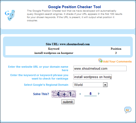 GooglePositionChecker - 5 Sitios web para comprobar los rankings de tus Keywords en Google