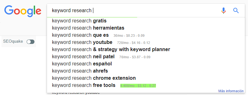 google keyword suggest - La planificaci&oacute;n de un buen Keyword Research